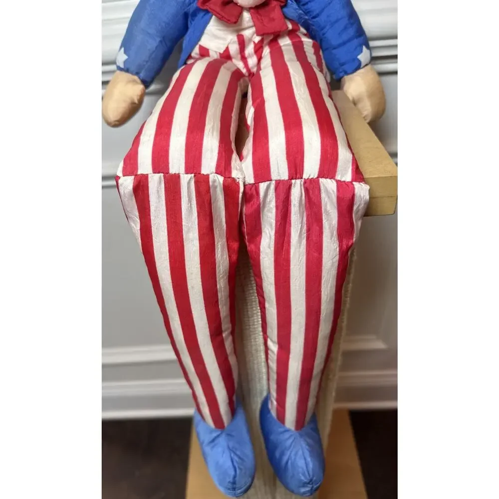 Vintage 1993 International Silver Uncle Sam Plush Shelf Sitter 32” Patriotic